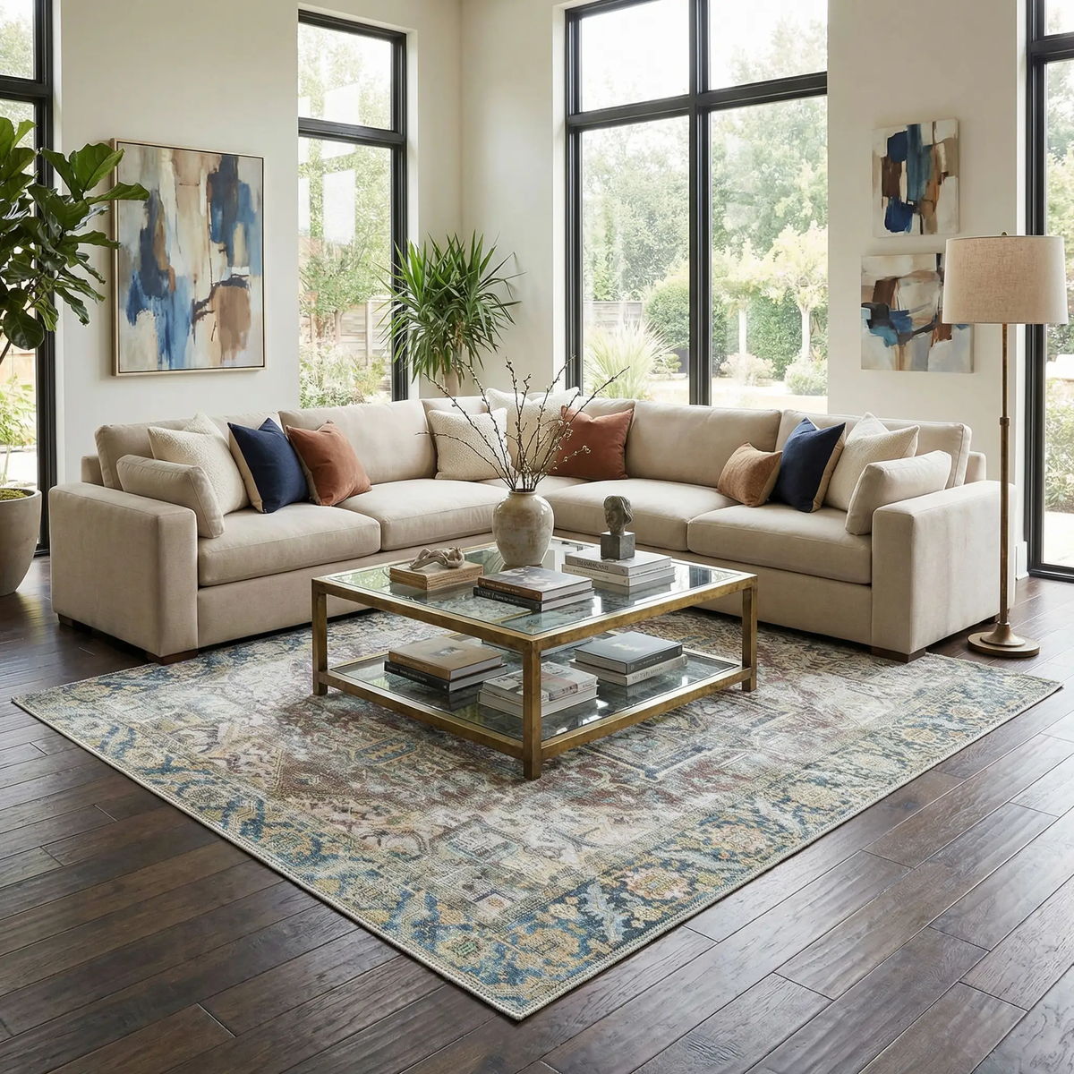 Blue Catigpian Distressed Washable Area Rug - Clearance, photo 2 of 13