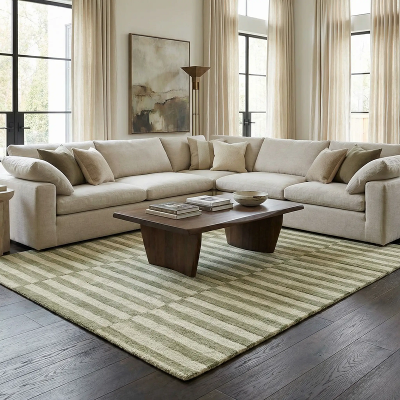 Idaho Broken-Striped Green Area Rug by Boutique Rugs