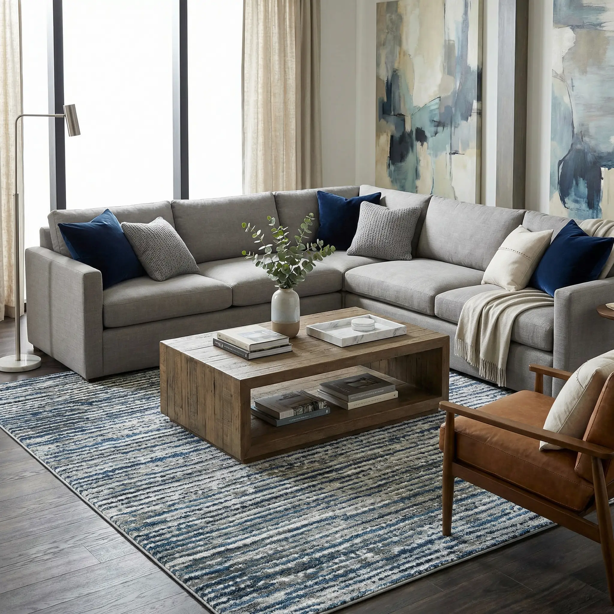 Bowmansdale Striped Navy Rug, photo 2 of 13