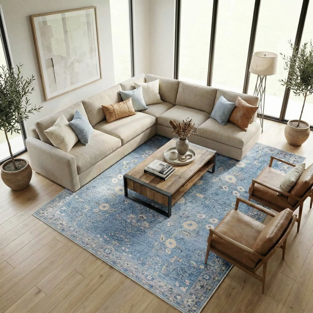 Meyly Blue Washable Area Rug, photo 2 of 6