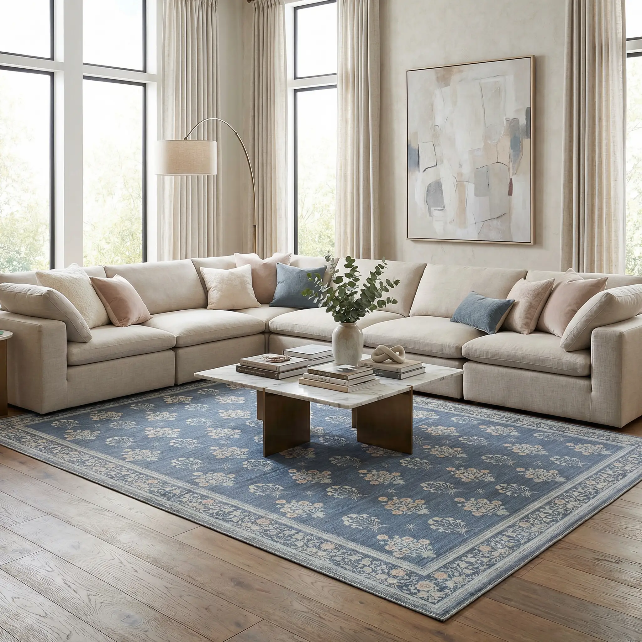 Aquene Denim Washable Area Rug by Boutique Rugs