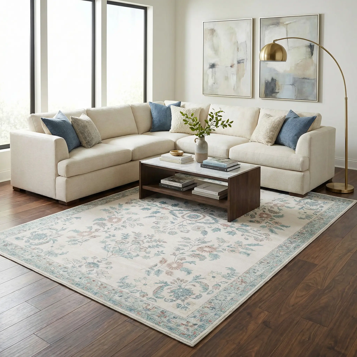 Meyly Pink & Green Washable Area Rug, photo 2 of 8