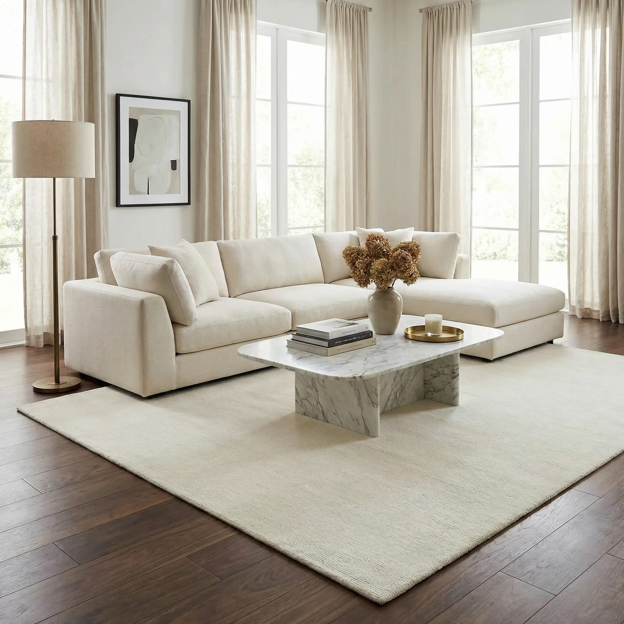 Brockton Solid Light Beige Wool Rug by Boutique Rugs