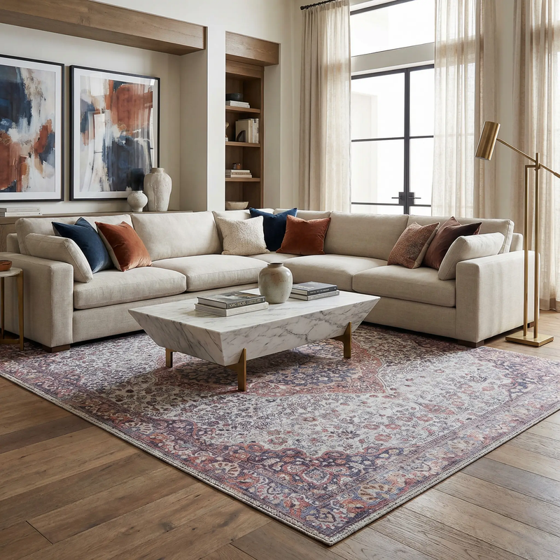 Red Cael Tumble Dry Washable Rug - Clearance by Boutique Rugs