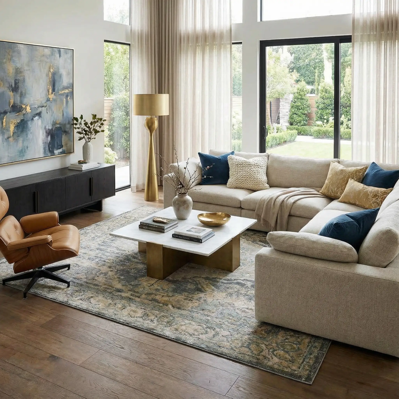 Vaeda Blue Thick Luxe Rug by Boutique Rugs