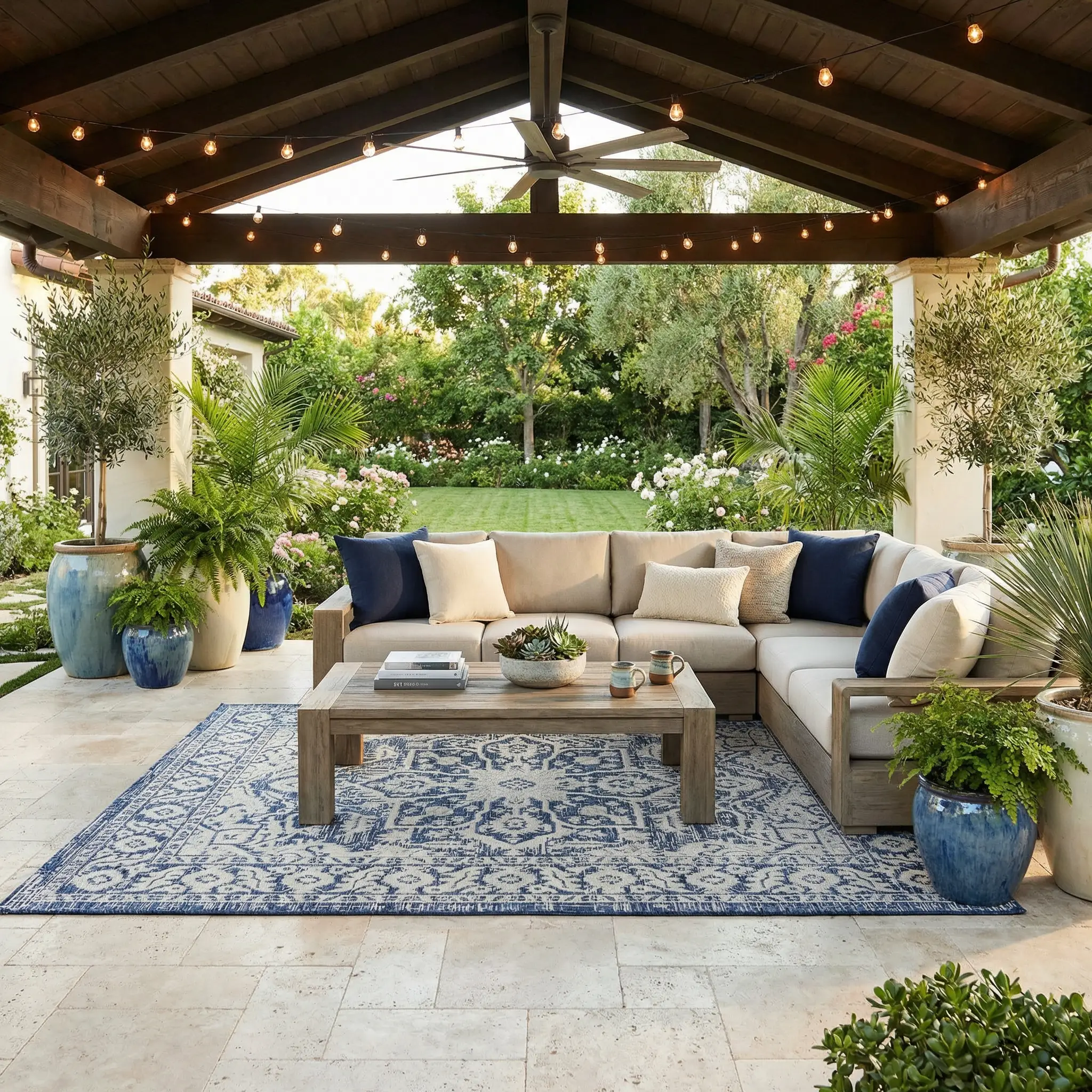 Etoile Navy Blue Performance Outdoor Rug by Boutique Rugs