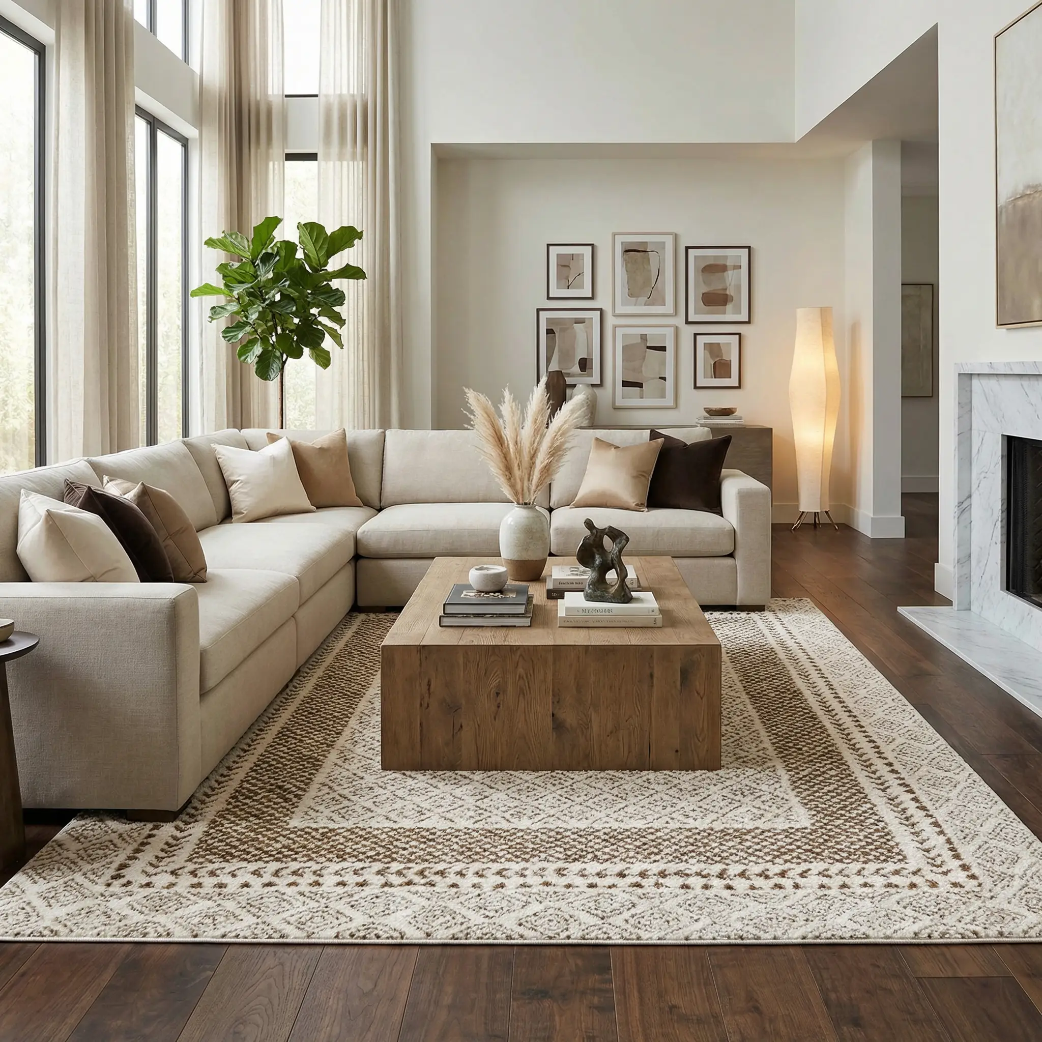 Julio Scandi Boho Area Rug - Brown by Boutique Rugs