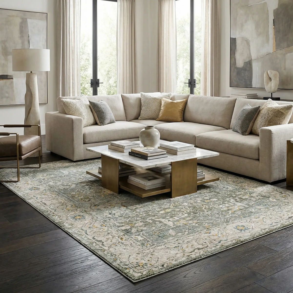 Aviva Teal Textured Rug with Fringes, photo 2 of 15