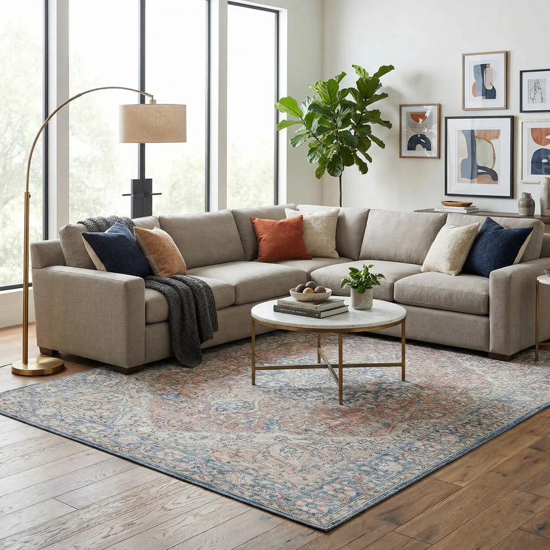Wacousta Red&Blue Washable Rug - Clearance by Boutique Rugs