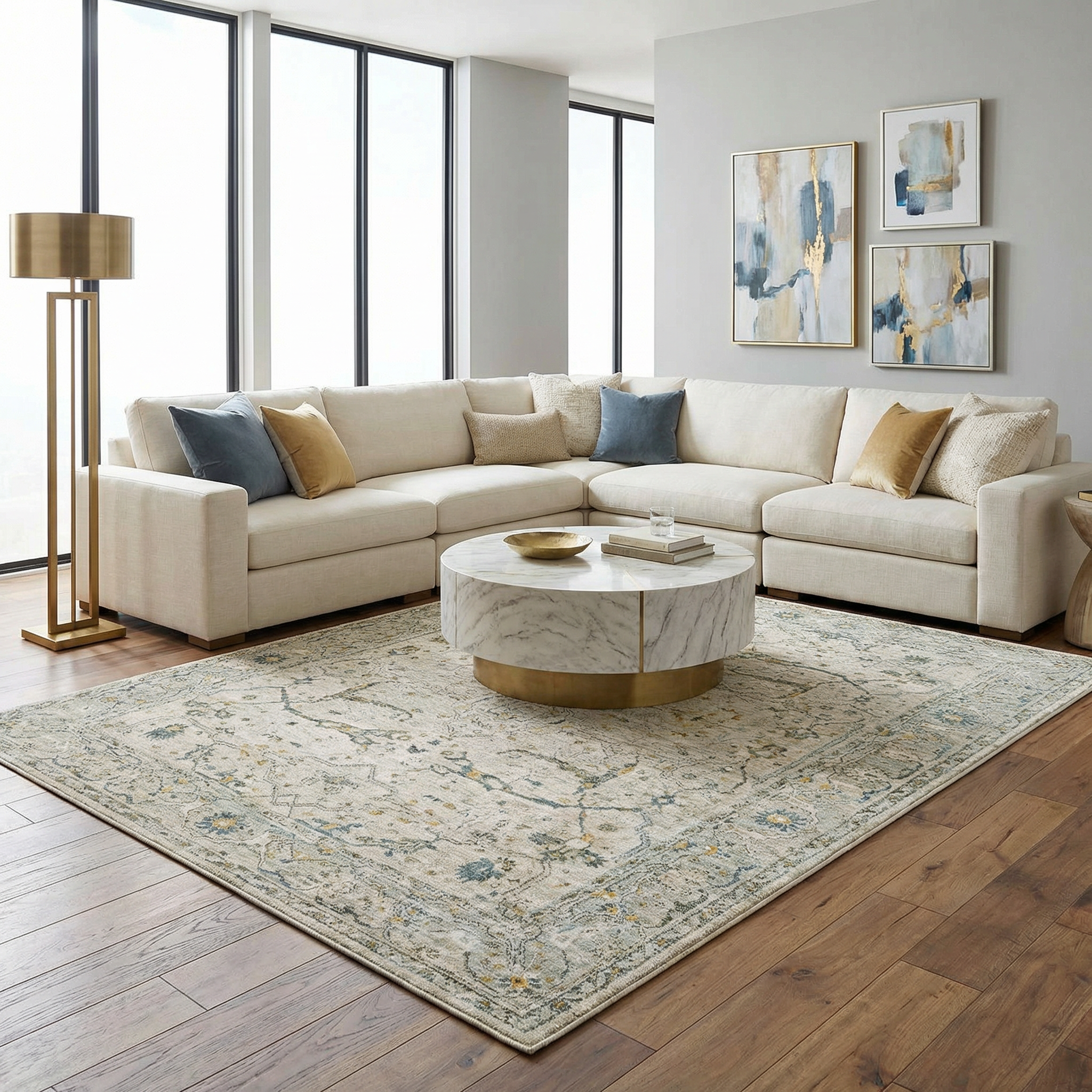 Aviva Off-White Textured Rug with Fringes by Boutique Rugs