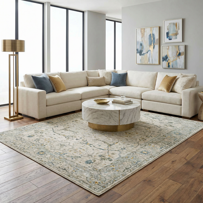 Aviva Off-White Textured Rug with Fringes by Boutique Rugs
