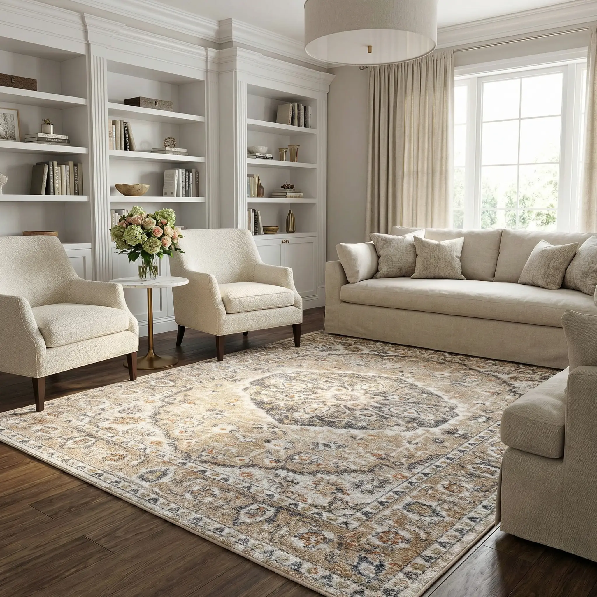 Hiti Beige Flat Pile Washable Rug by Boutique Rugs