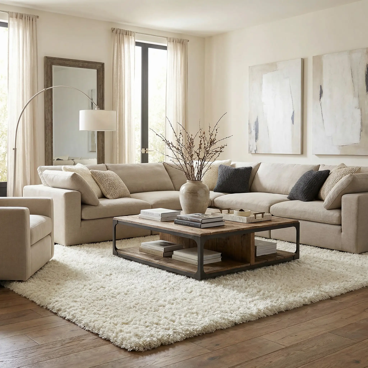 Siari Solid Cream Plush Rug by Boutique Rugs
