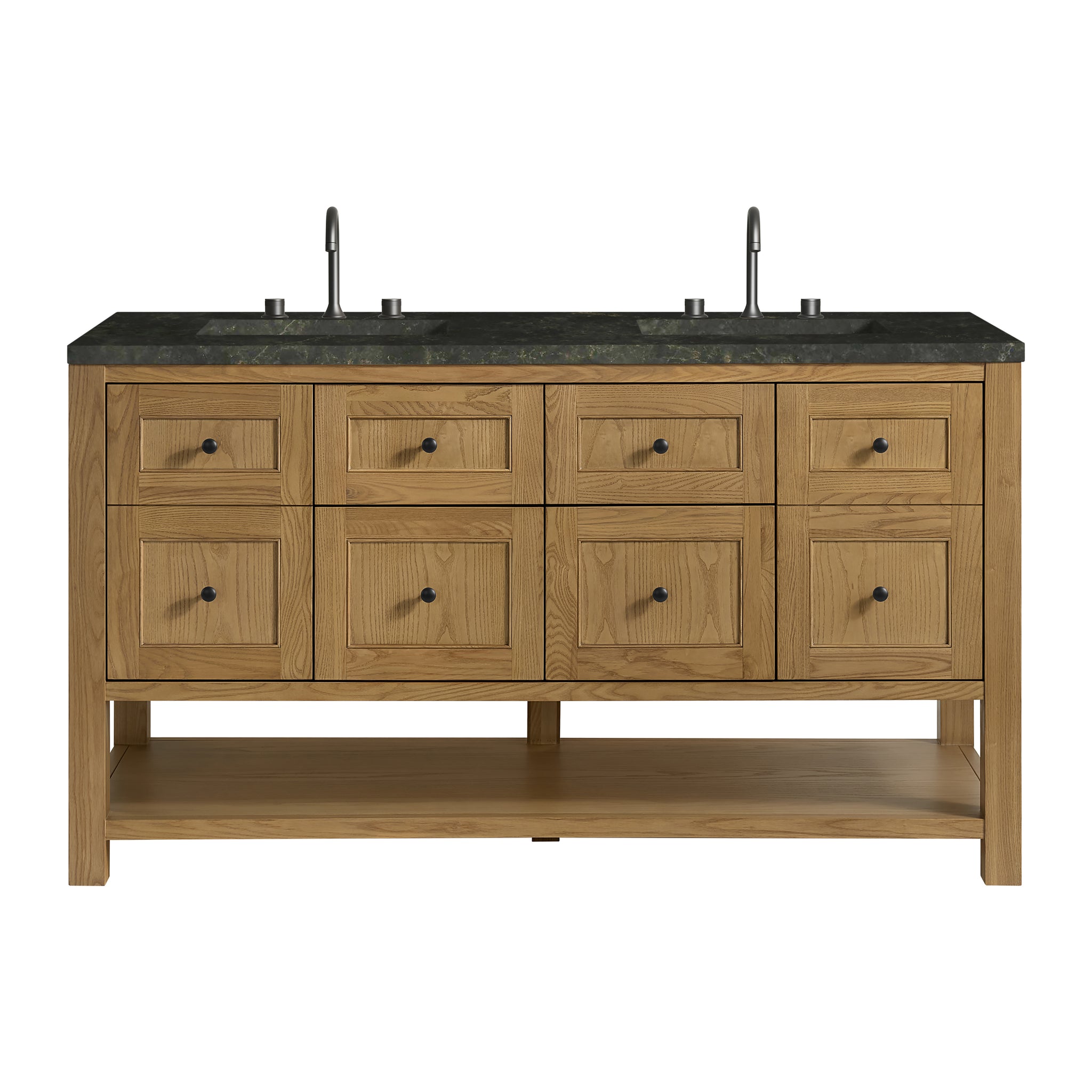 James Martin Breckenridge 60" Double Bathroom Vanity, Light Natural Oak with Phantome countertop