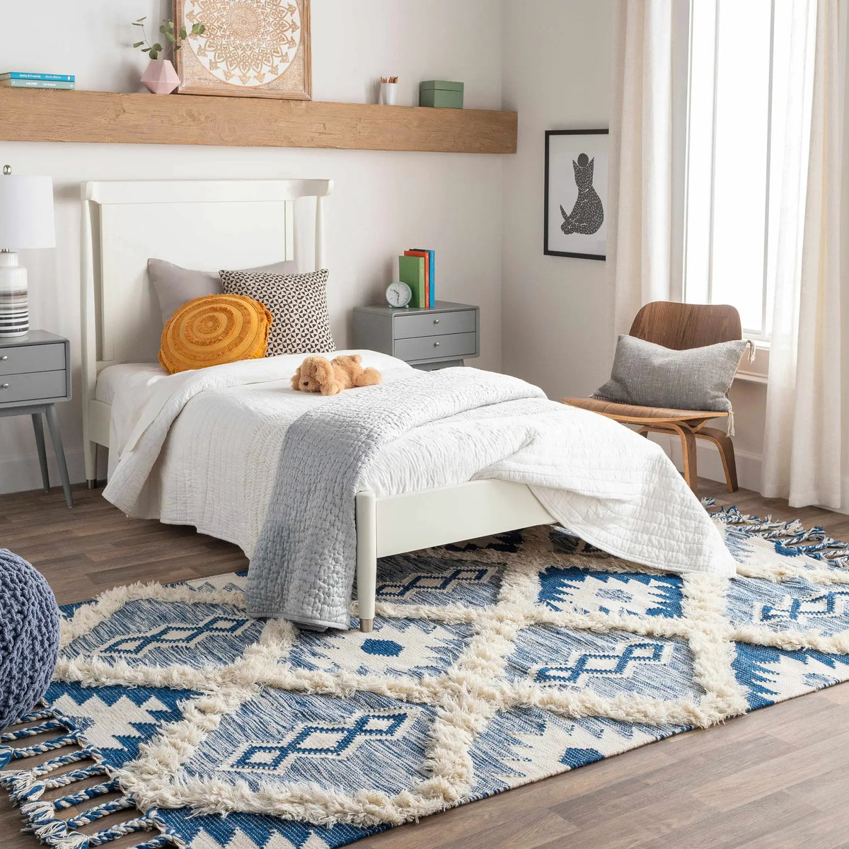 Painesdale Blue/White Wool Carpet - Clearance, installed in a room
