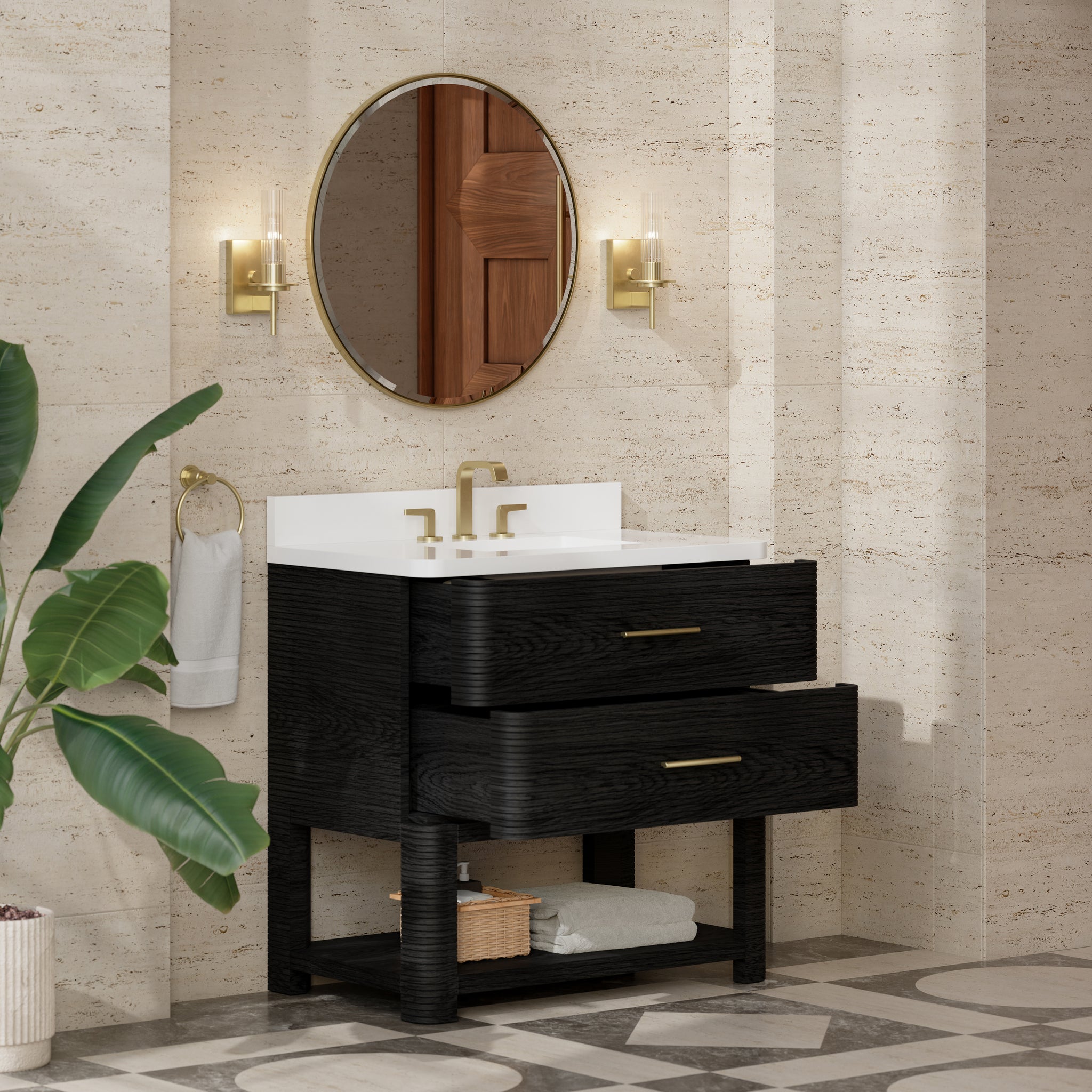 James Martin Lucian 36" Single Bathroom Vanity, Carbon Oak, view 35