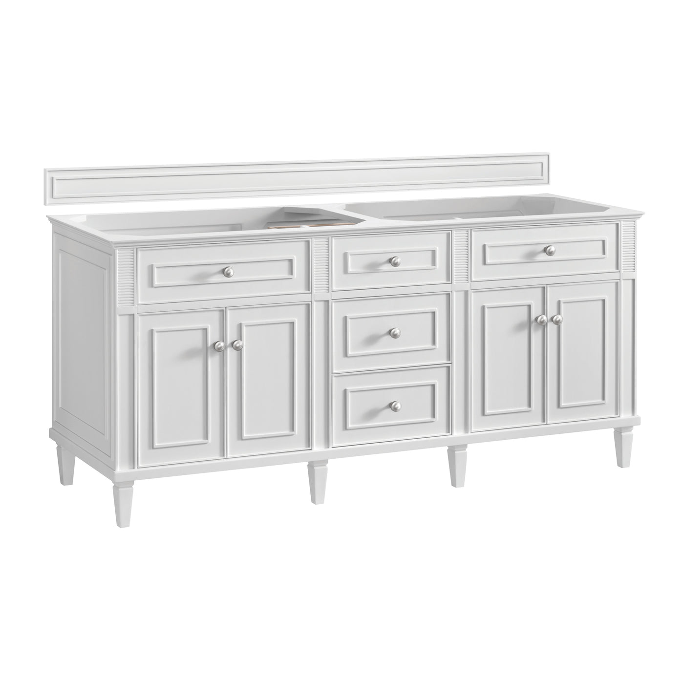 James Martin Lorelai 72" Double Bathroom Vanity, Bright White, cabinet without a countertop