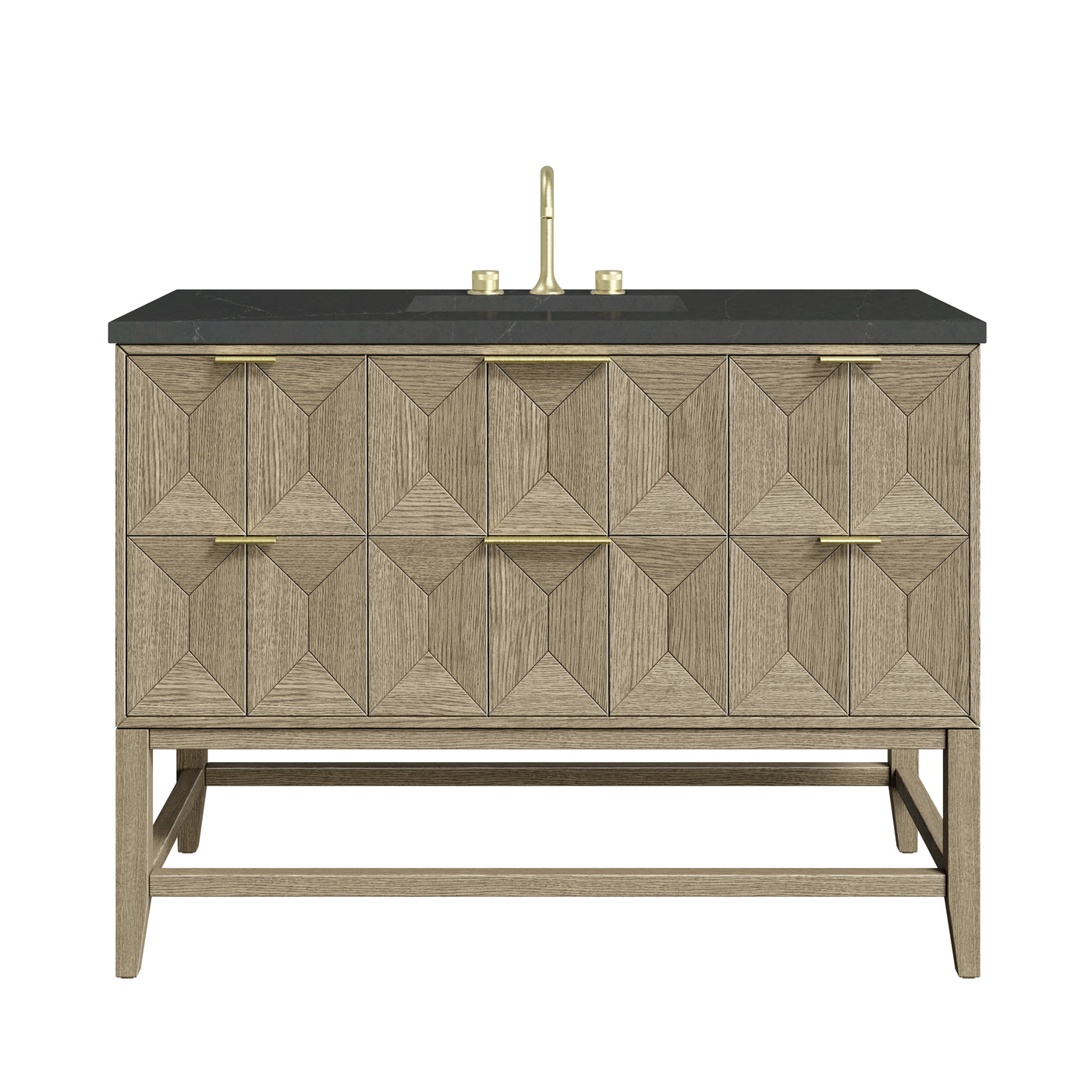 James Martin Emmeline 48" Single Bathroom Vanity, Pebble Oak with Charcoal Soapstone countertop