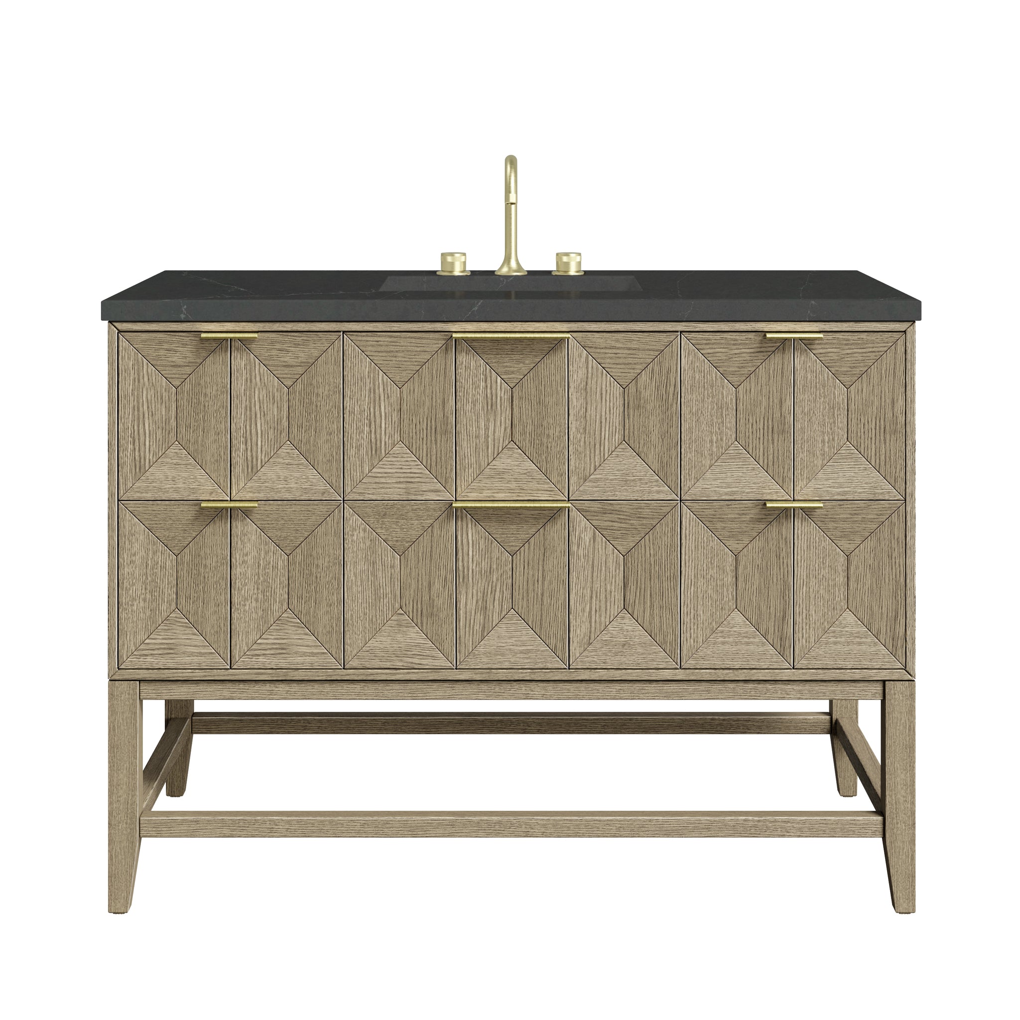 James Martin Emmeline 48" Single Bathroom Vanity, Pebble Oak with Charcoal Soapstone countertop