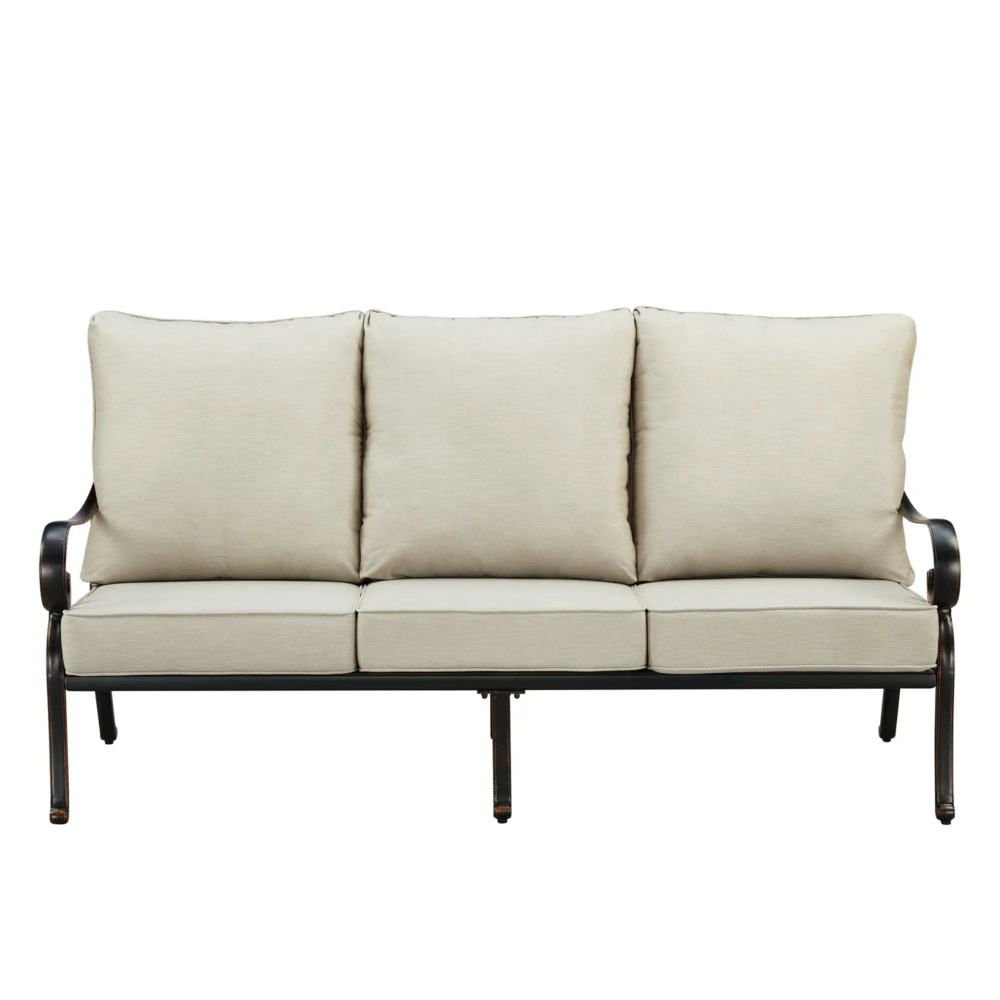 Black Aluminum Deep Seating Sofa with Cushions by Sharicks