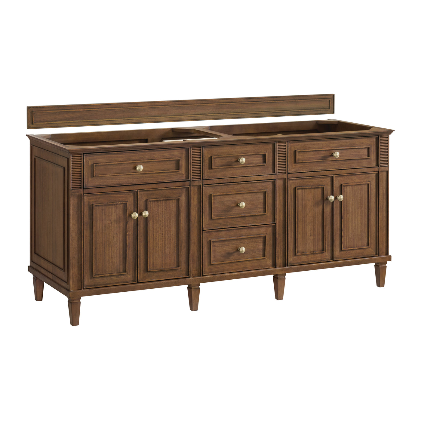 James Martin Lorelai 72" Double Bathroom Vanity, Mid-Century Walnut, cabinet without a countertop