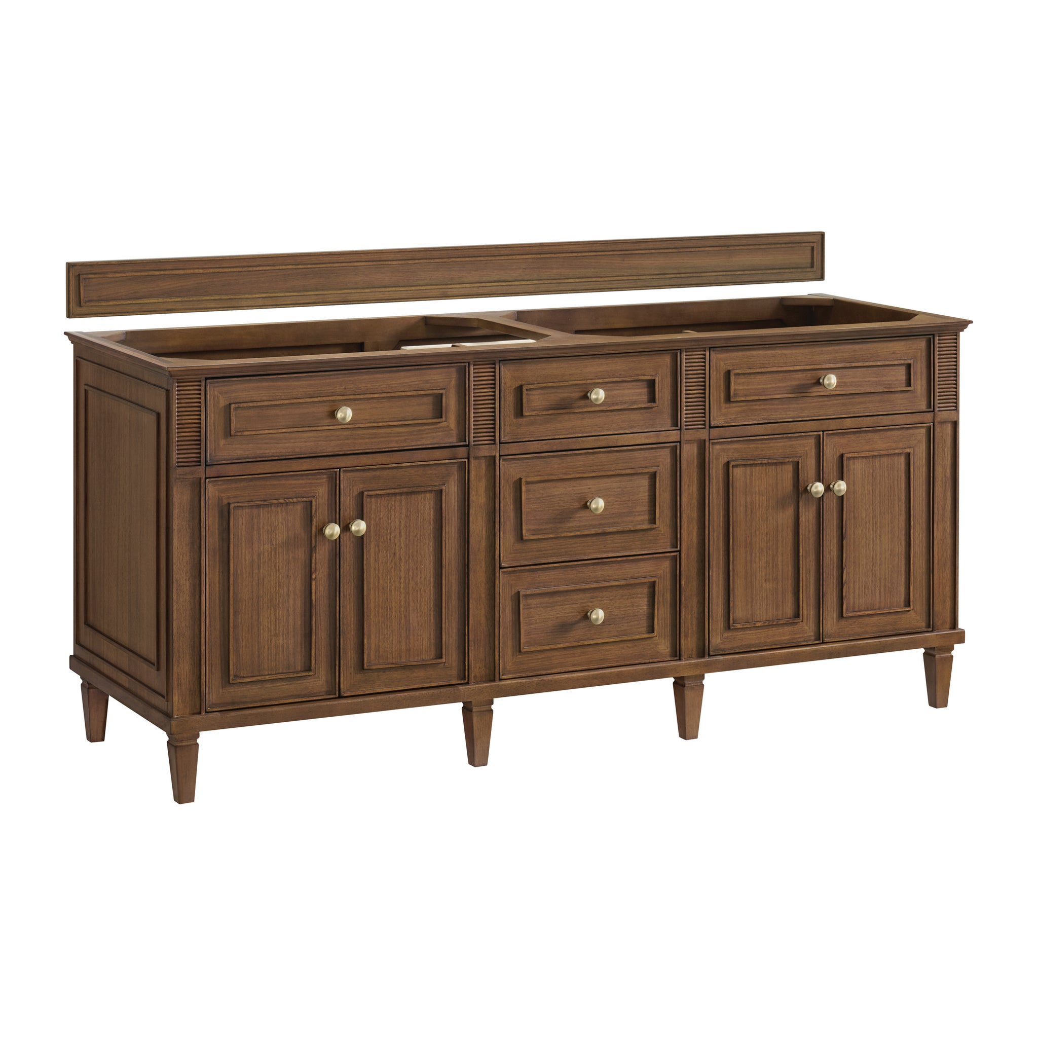 James Martin Lorelai 72" Double Bathroom Vanity, Mid-Century Walnut, cabinet without a countertop
