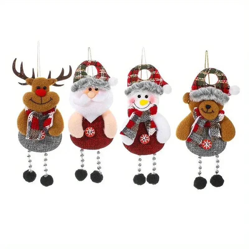 Polyester Christmas Ornament Set - Durable Tree and Home Decorations with Santa, Snowman, Reindeer and Bear Figures by House Of Avana