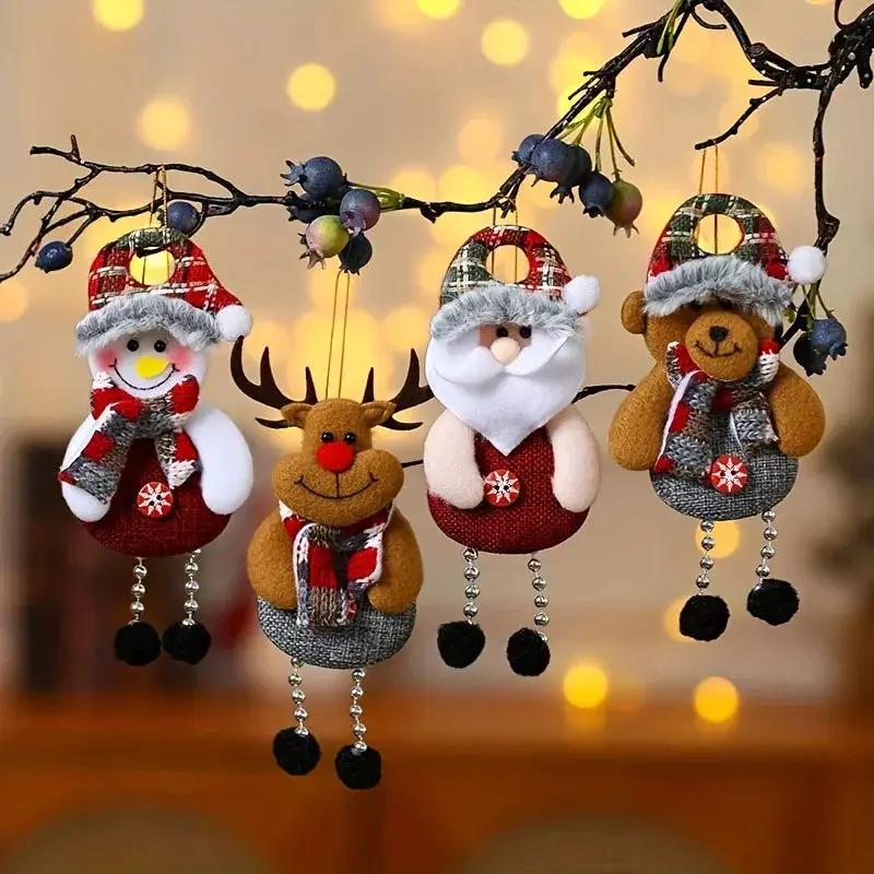 Polyester Christmas Ornament Set - Durable Tree and Home Decorations with Santa, Snowman, Reindeer and Bear Figures by House Of Avana