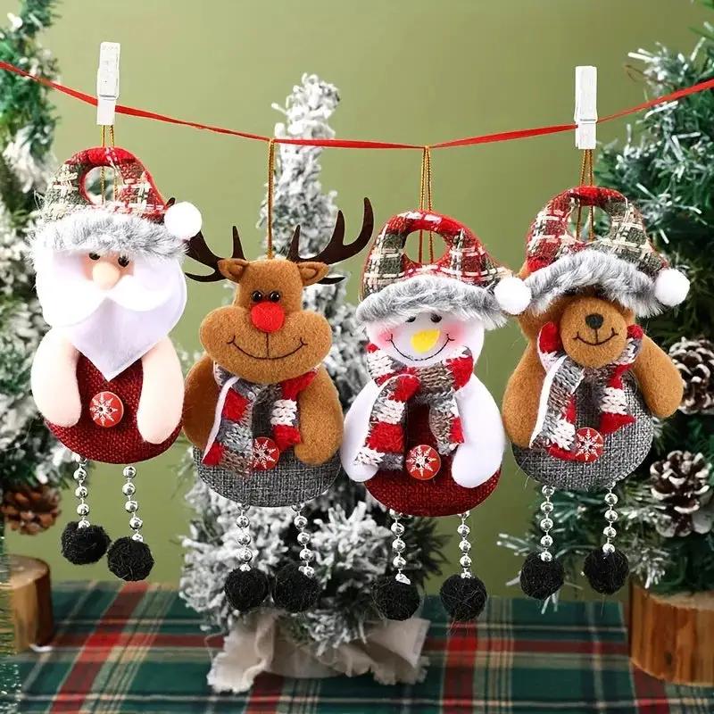 Polyester Christmas Ornament Set - Durable Tree and Home Decorations with Santa, Snowman, Reindeer and Bear Figures by House Of Avana