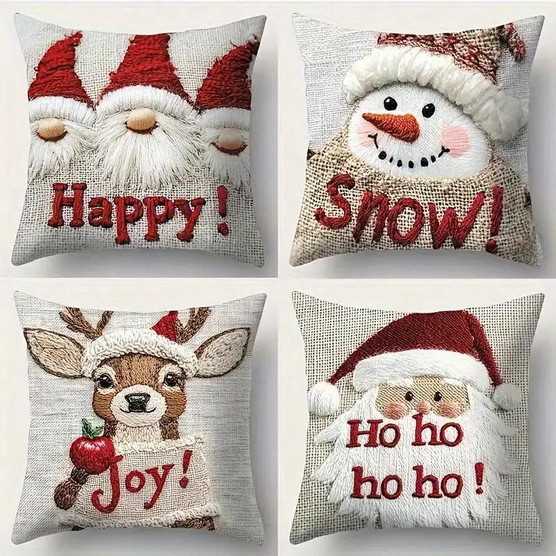 Polyester Christmas Pillow Covers 17.72x17.72-Inch with Zipper Closure by House Of Avana