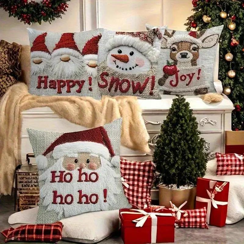 Polyester Christmas Pillow Covers 17.72x17.72-Inch with Zipper Closure by House Of Avana