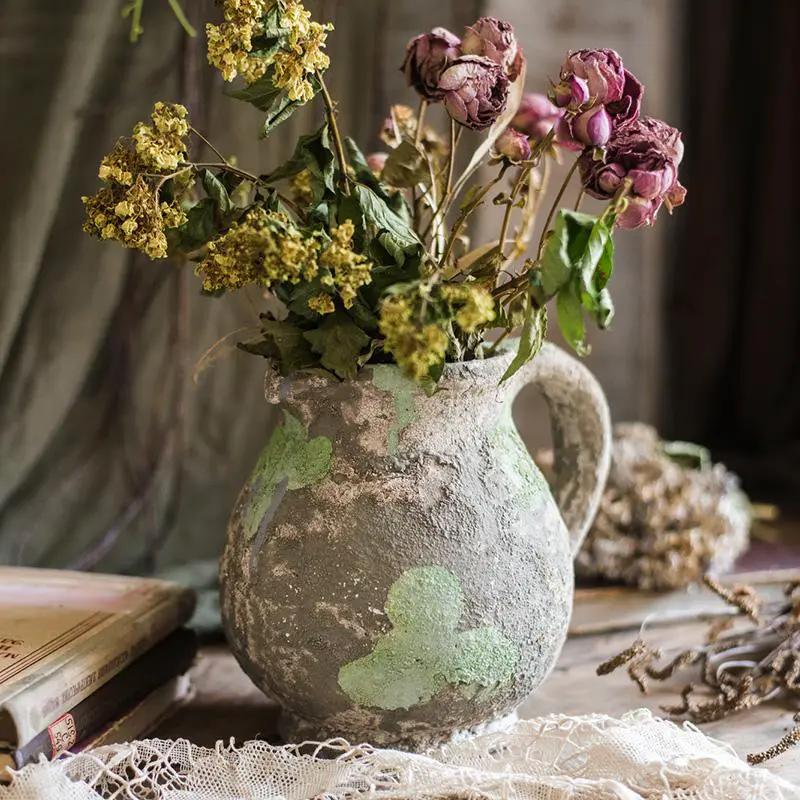 Pompeii Cement Floral Jar by RusticReach
