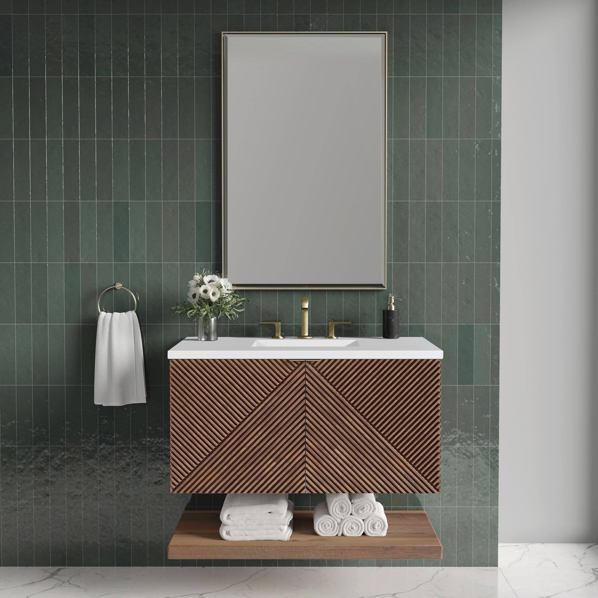 James Martin Marcello 36" Floating Single Bathroom Vanity, Chestnut, view 26