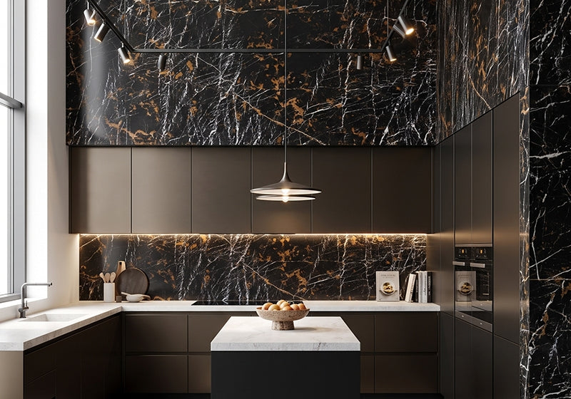 Port Laurent Polished Marble Slab Random room scene 4