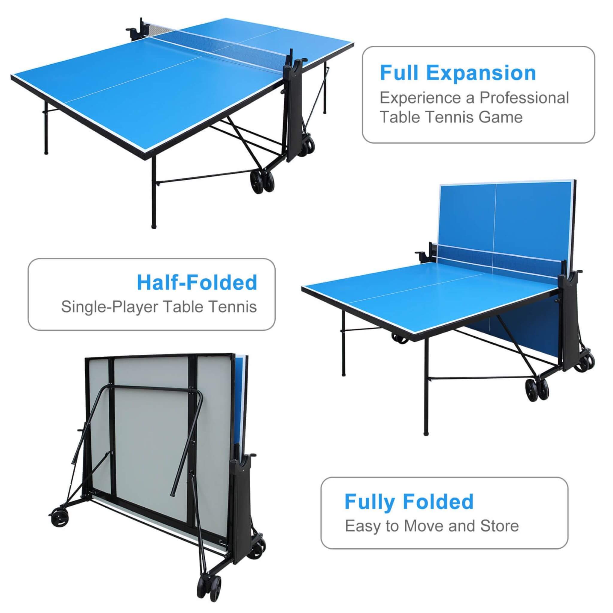 Portable 108-Inch Full-Size Table Tennis Table Set With Net, Paddles And Balls (SAK50384) by SAKSBY WHOLESALE