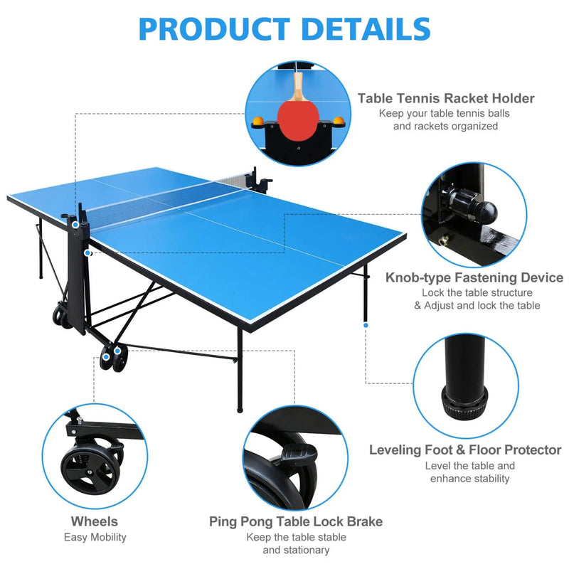 Portable 108-Inch Full-Size Table Tennis Table Set With Net, Paddles And Balls (SAK50384) by SAKSBY WHOLESALE