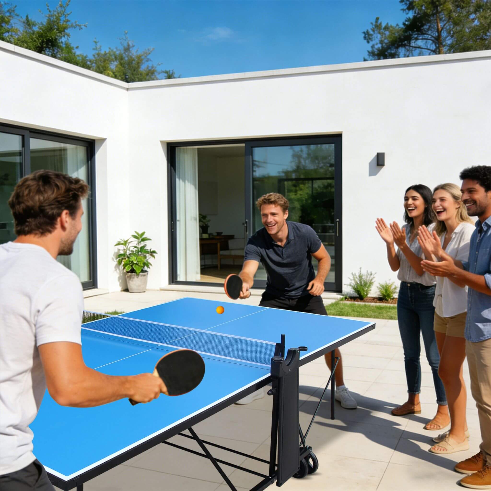 Portable 108-Inch Full-Size Table Tennis Table Set With Net, Paddles And Balls (SAK50384) by SAKSBY WHOLESALE