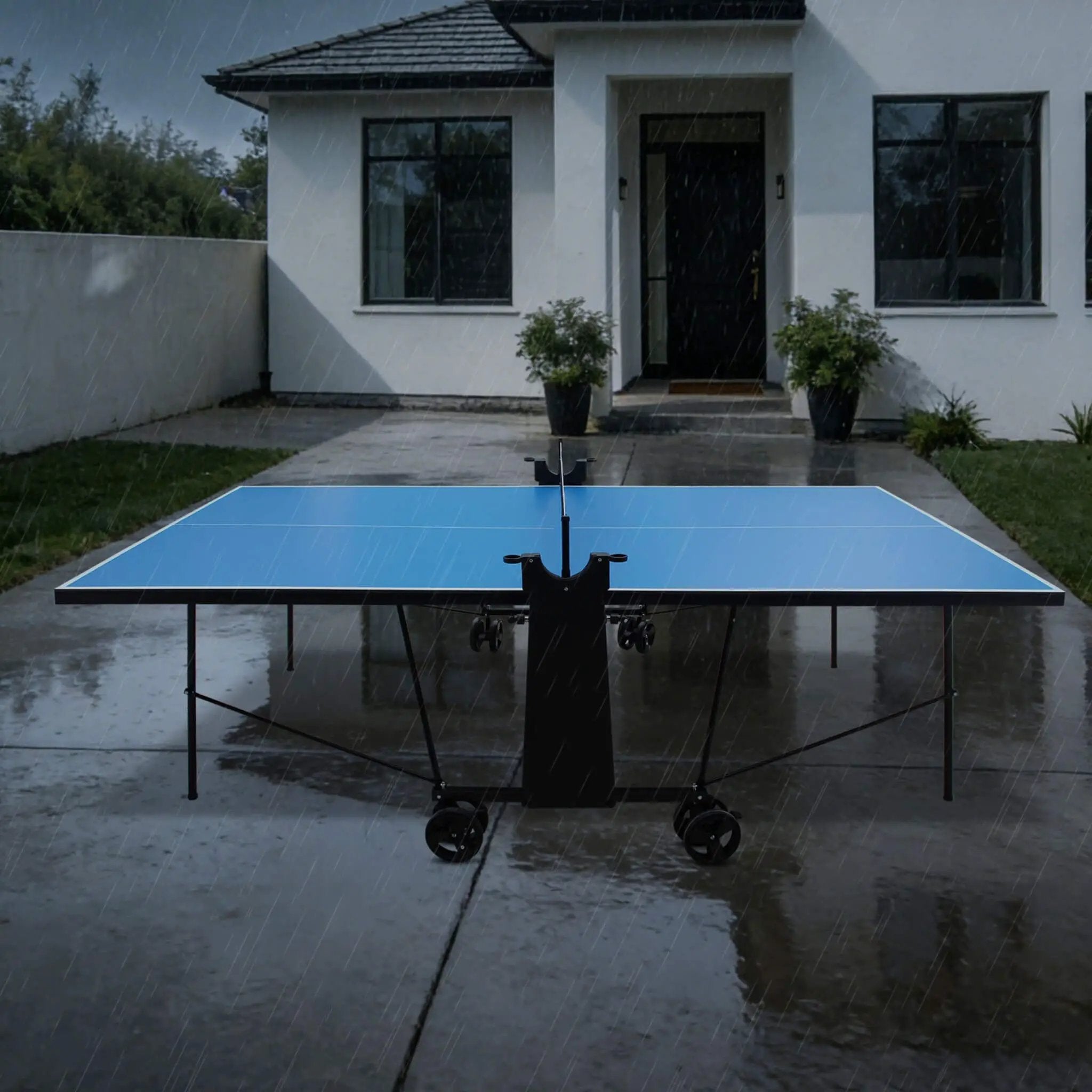 Portable 108-Inch Full-Size Table Tennis Table Set With Net, Paddles And Balls (SAK50384) by SAKSBY WHOLESALE
