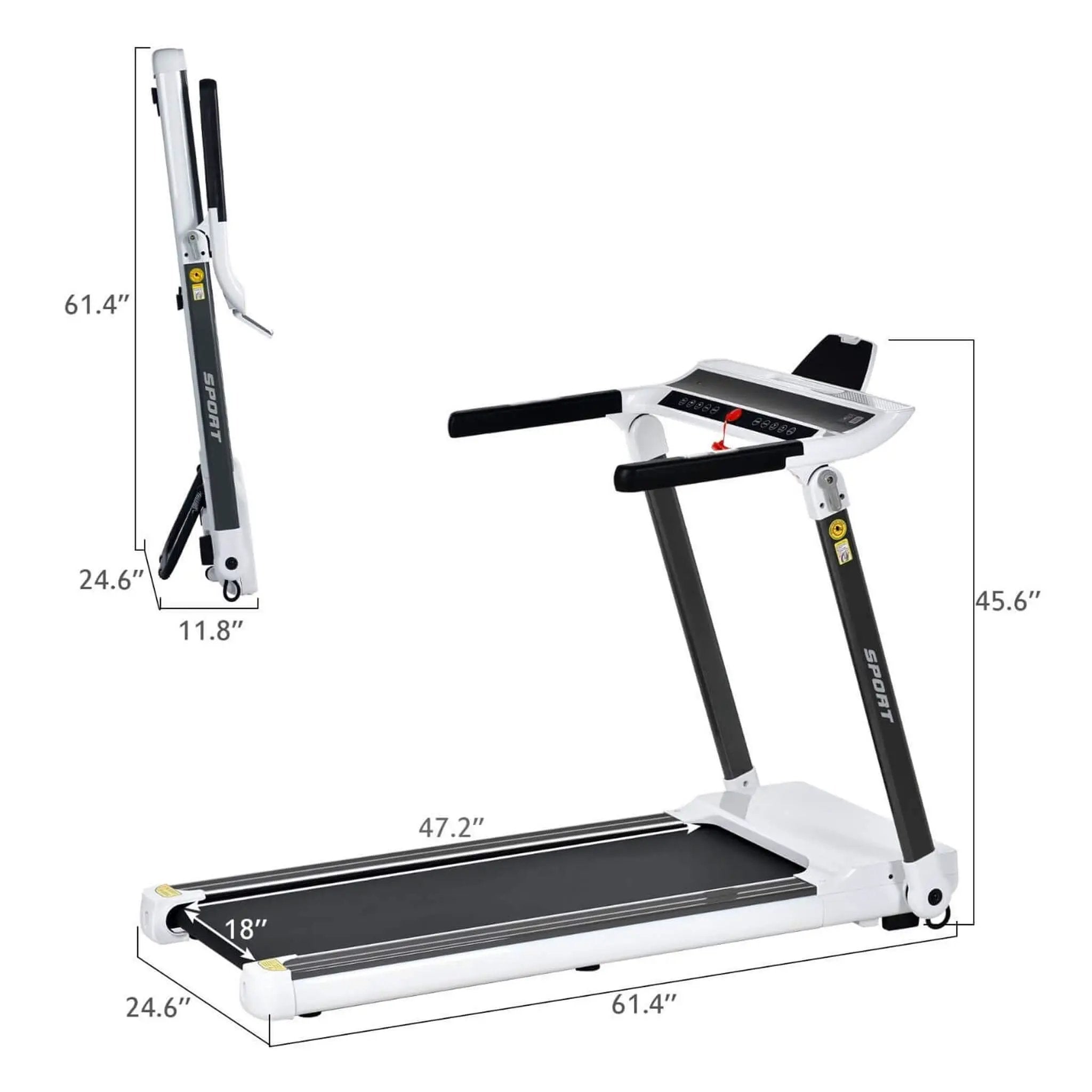 Rovix Portable Compact Home Cardio Fitness Treadmill With 3.5HP Electric Motor & Bluetooth Speakers (SAK32416) by SAKSBY WHOLESALE