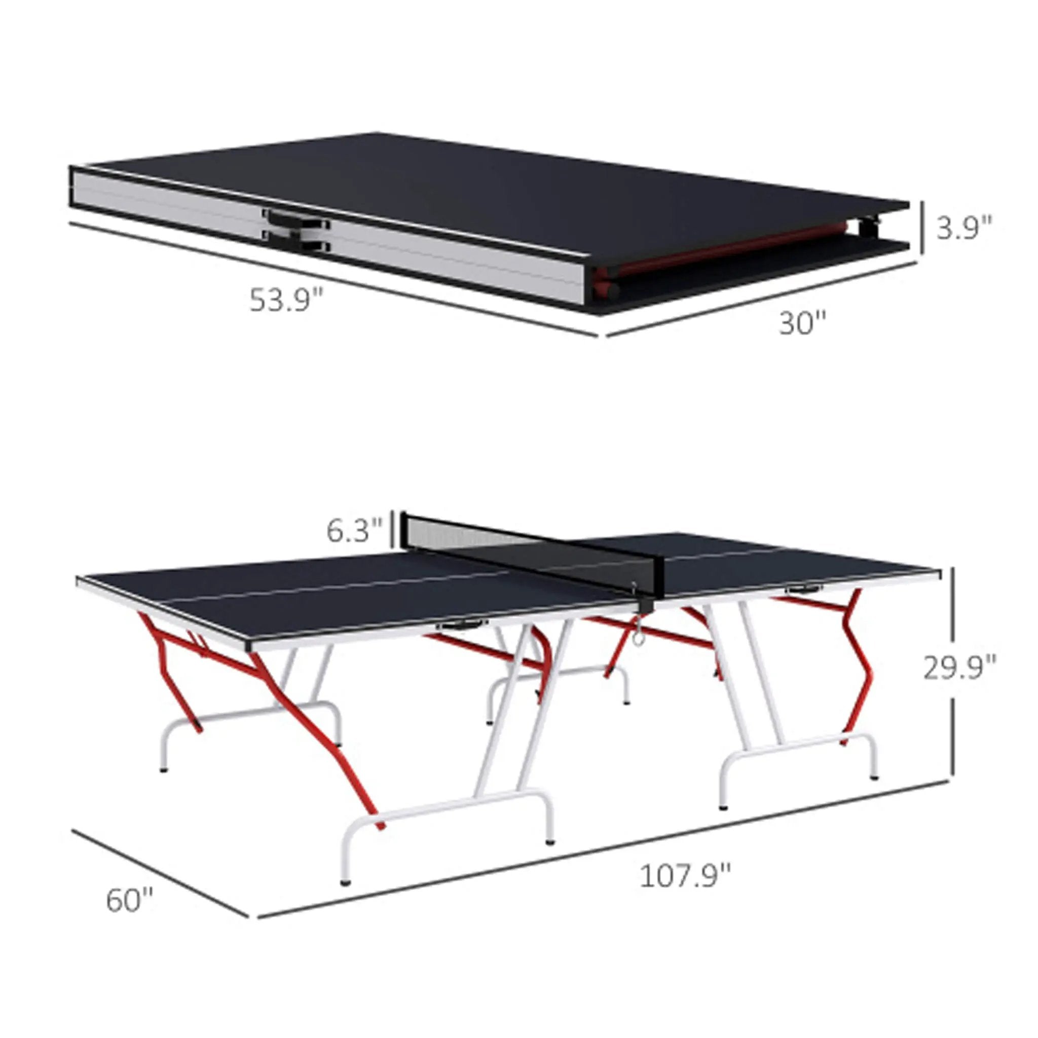 Portable Foldable Full-Size Ping Pong Table Tennis Table With Net And Accessories (SAK64929) by SAKSBY WHOLESALE