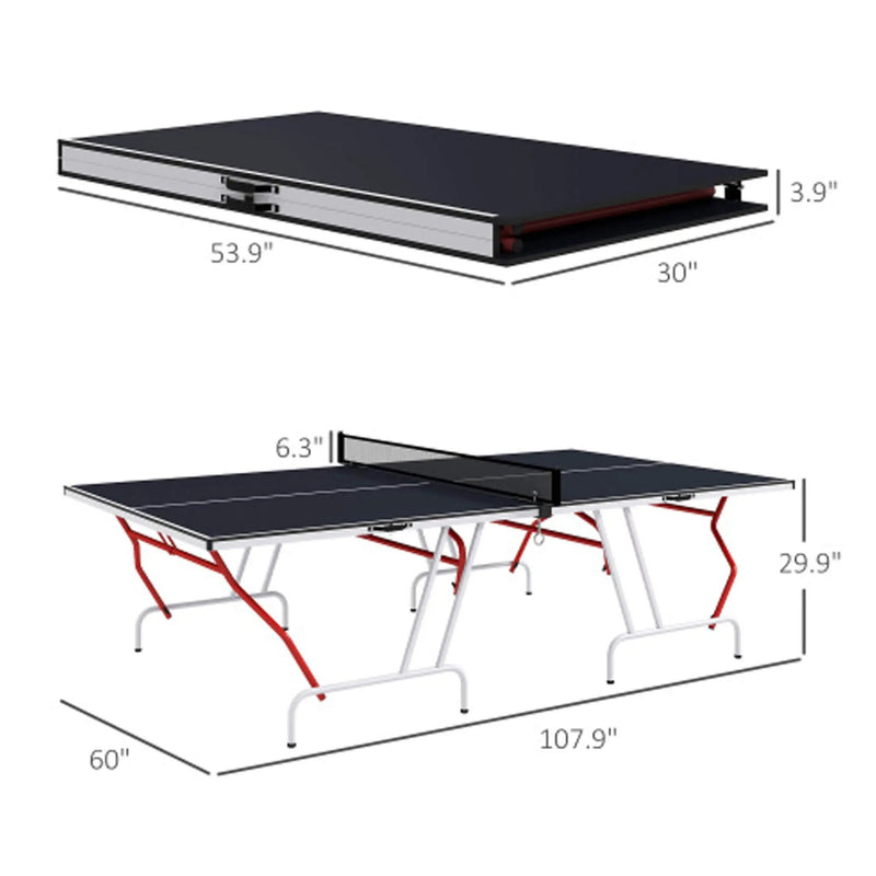 Portable Foldable Full-Size Ping Pong Table Tennis Table With Net And Accessories (SAK64929) by SAKSBY WHOLESALE