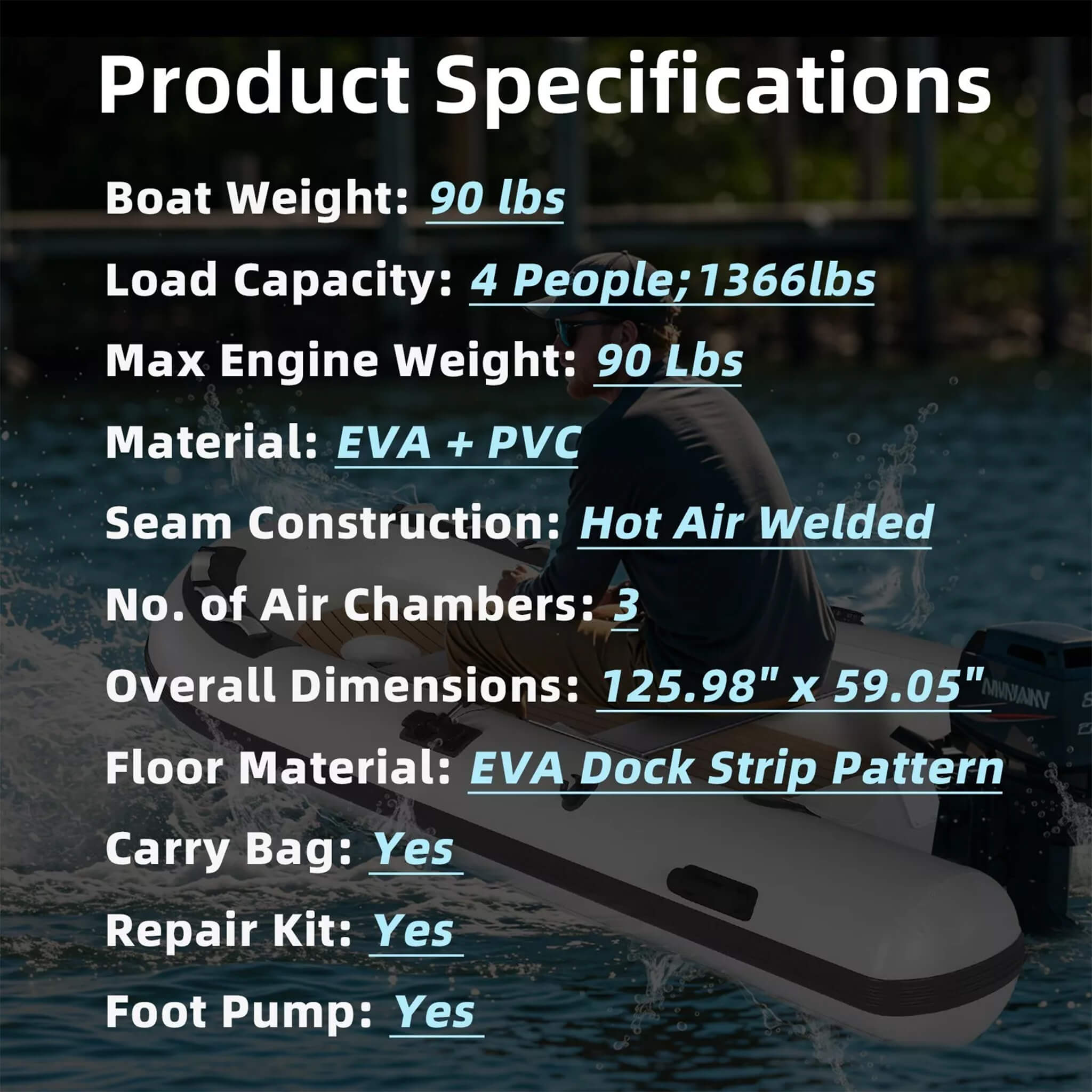 Portable Inflatable Dinghy Boat Kit With Accessories (SAK93784) by SAKSBY WHOLESALE