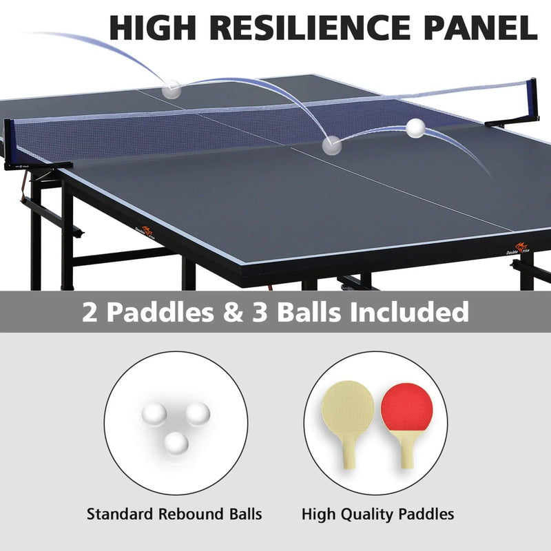 9FT Portable Mid-Size Ping Pong Table Set With Paddles, Balls, And Net (SAK82019) by SAKSBY WHOLESALE