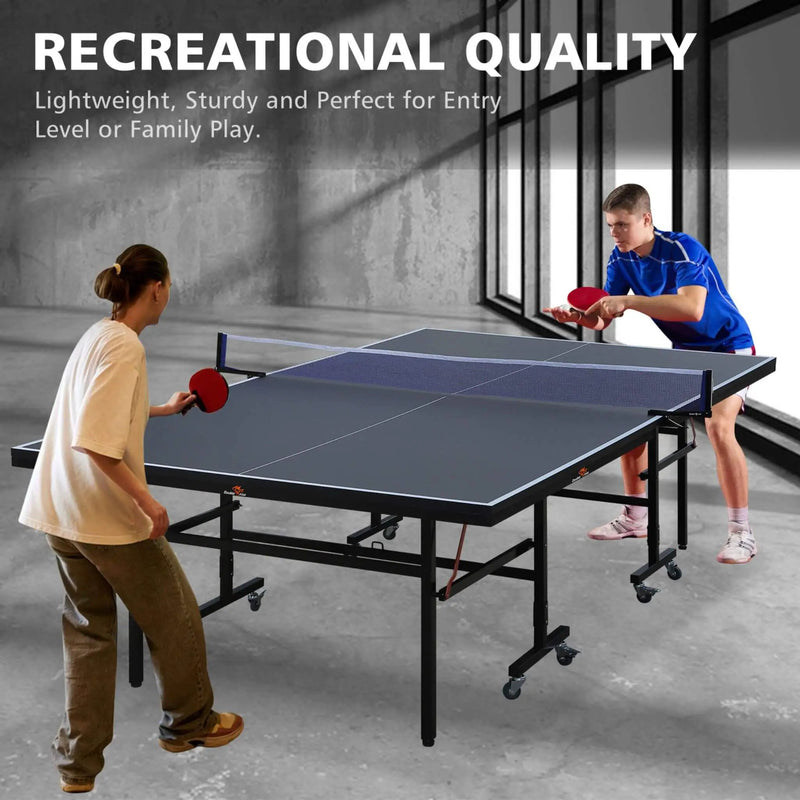 9FT Portable Mid-Size Ping Pong Table Set With Paddles, Balls, And Net (SAK82019) by SAKSBY WHOLESALE