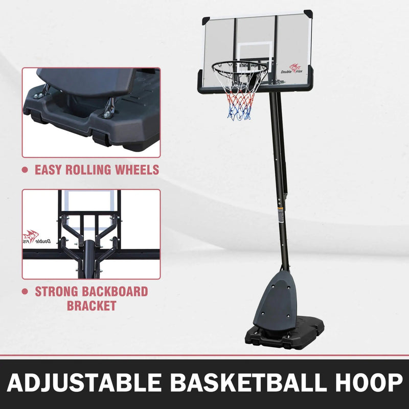 Portable Outdoor All-Weather Height Adjustable Basketball Hoop With 44-Inch Backboard And Wheels, 10FT (SAK58741) by SAKSBY WHOLESALE