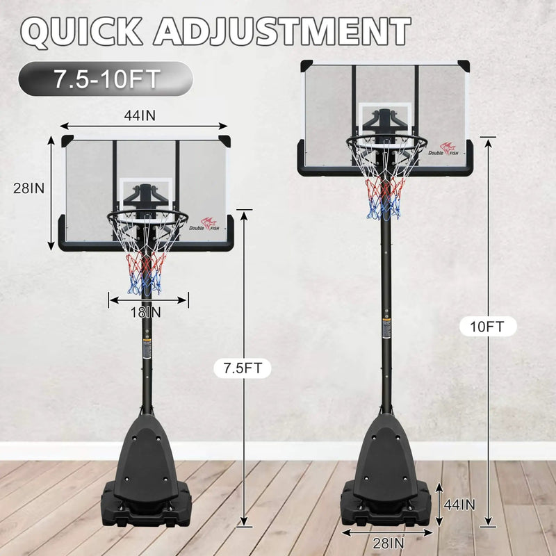 Portable Outdoor All-Weather Height Adjustable Basketball Hoop With 44-Inch Backboard And Wheels, 10FT (SAK58741) by SAKSBY WHOLESALE