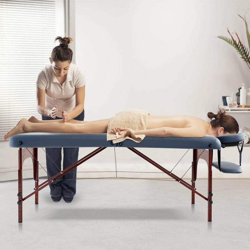 Portable Folding Massage Table with Carrying Case-Navy by DirectDeals