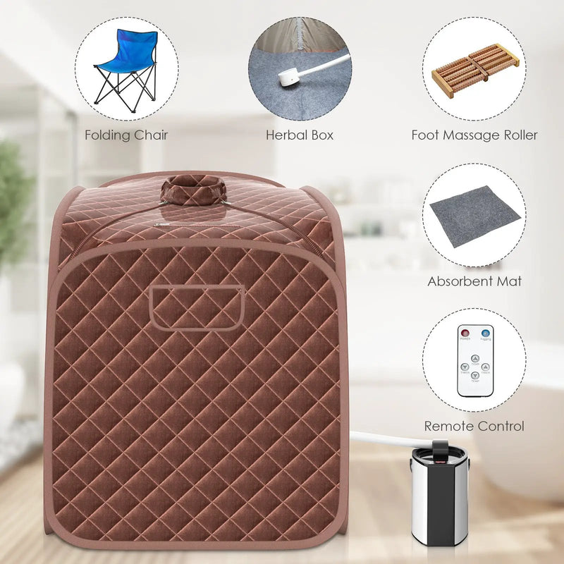 Portable Personal Steam Sauna Spa with Steamer Chair-Coffee by DirectDeals
