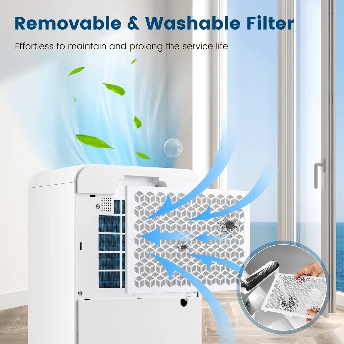 32 Pints/Day Portable Quiet Dehumidifier for Rooms up to 2500 Sq. Ft, photo 7 of 10