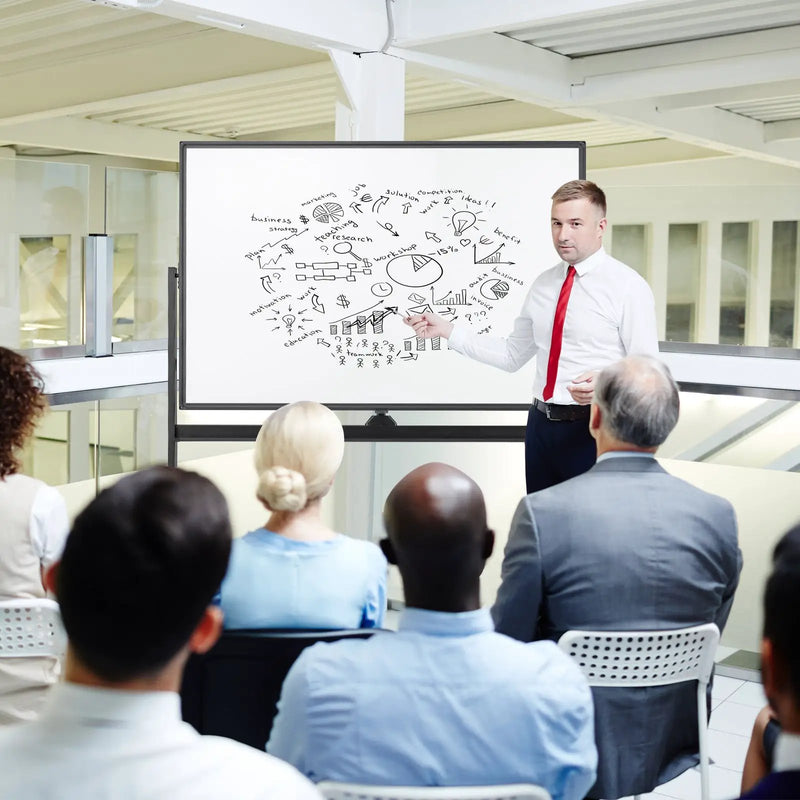 32 x 47 Inch Portable Rolling White Board-Black by DirectDeals